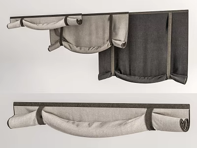 Modern Elegant Venetian Blinds Design With Grey And Beige Fabric And Decorative Straps 3d model