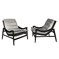 Modern Single Chair With Wooden Frame White Cushion And Armrest Design