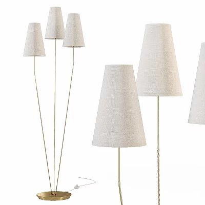 Multiple Modern Floor Lamps With Linen Shades And Metal Stands For Living Room Interior 3d model