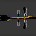 Stylish Yellow Bicycle With Unique Frame Design And Black Seat Handlebars