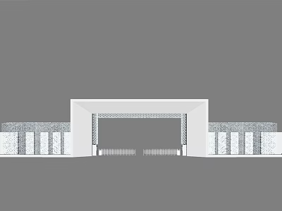 Modern Entrance Gate Design With Geometric Grille And Decorative Side Walls 3d model
