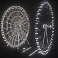 Ferris Wheel Amusement Equipment With White Hub Metal Frame LED Lights And Passenger Cabins