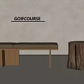 Minimalist Interior With Wooden Padded Bench And Natural Stump Stool