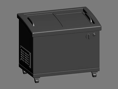 Black Portable Cooler With Wheels Dual Lid Ventilation Grilles And Control Knob 3d model