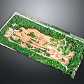 Aerial View Of Natural Landscape With Winding Path And Green Vegetation