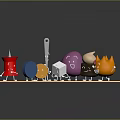 Colorful Cartoon Characters and Creatures with Smiling Faces and Various Shapes on Light Platform