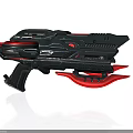 Futuristic Sci-Fi Pistol Weapon Design With Black Body Red Accents And Mechanical Details