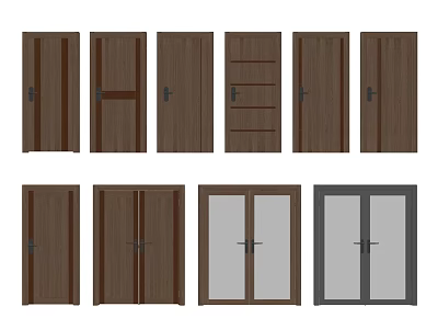Modern door door combination single door double door wooden door 3d model