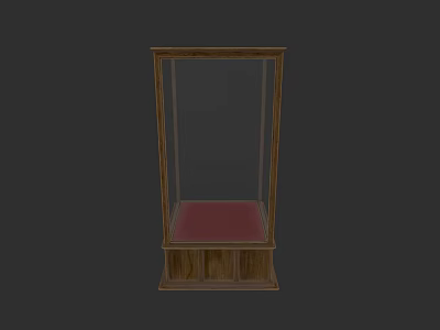 Wooden Glass Display Cabinet With Red Lining And Clear Glass Doors For Home Decor 3d model