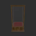 Wooden Glass Display Cabinet With Red Lining And Clear Glass Doors For Home Decor
