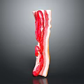Fresh Raw Bacon with Red and White Marbled Texture on Black Background