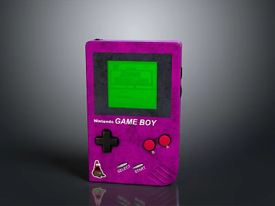 Nintendo Game Boy Vintage Purple Handheld Gaming Device With Green Display Screen And Classic Design 3d model
