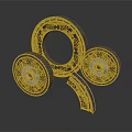 Textured Wooden Circular And Curved Scene Components With Decorative Details