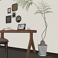 Modern Middle Ancient Desk Office Desk 3d model