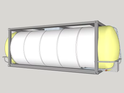 Cylindrical Storage Tank With Metal Frame White And Yellow Exterior For Industrial Use 3d model