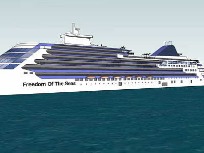 Freedom Of The Seas Cruise Ship On Blue Sea 3d model