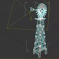 Outdoor Vintage Wooden Windmill Tower With Spinning Blades And Metal Frame