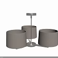 Elegant Modern Chandelier With Three Neutral Fabric Drum Shades And Metal Frame