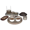 Tasty Frothy Coffee Cups With Cookies And Coffee Beans On Wooden Tray