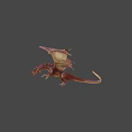 Red Dragon Game And Movie Character With Large Wings Open Mouth Fierce Posture