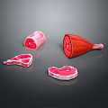 Fresh Raw Meat Cuts Including Steak Leg And Various Parts 3d model