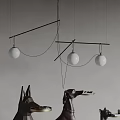 Modern Minimalist Pendant Lights With Spherical White Bulbs And Black Metal Rods