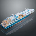 Blue And White Cruise Ship Model With Multi Level Decks