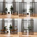 Glass sliding door partition combination 3d model