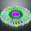 Colorful Vibrant Plant With Flower Like Petals And Central Purple Green Rings