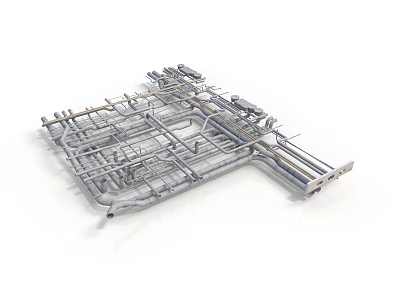 Industrial Metal Frame Equipment 3D Model Featuring Mechanical Parts and Structural Elements 3d model
