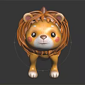 Cute Cartoon Lion Toy With Orange Mane And Pink Cheeks On Black Background