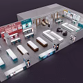 Modern Shopping Mall Store With Bright Lighting Open Layout And Branded Counters 3d model