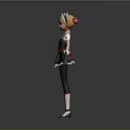 Anime Style Character With Orange Hair Black White Dress Gloves And Hair Accessories