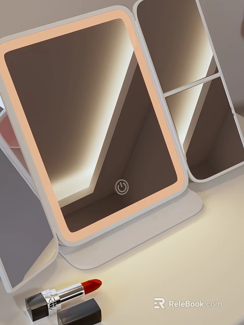 Modern Vanity Mirror Equipped With LED Lights And Power Button 3d model 