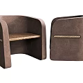 Modern Brown Leisure Chair With Curved Armrest Wooden Seat And Minimalist Design