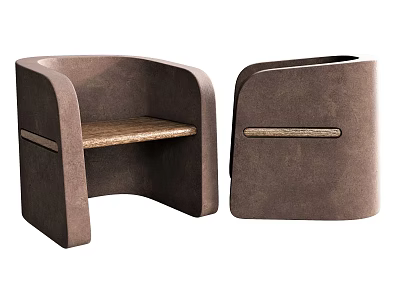 Modern Brown Leisure Chair With Curved Armrest Wooden Seat And Minimalist Design 3d model