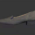 Elegant Light Gray Leather Loafers With Decorative Stitching And Flat Sole 3d model