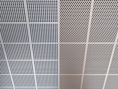 Black And White Perforated Metal Ceiling With Grid Layout Design 3d model