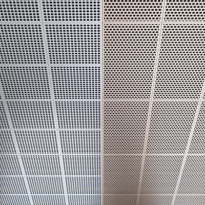Black And White Perforated Metal Ceiling With Grid Layout Design 3d model