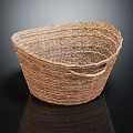 Handwoven Brown Storage Basket With Handle For Household Daily Organizing