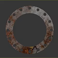 Rusted Metal Pipe With Colorful Splatter Marks On Gray Surface And Reflection 3d model