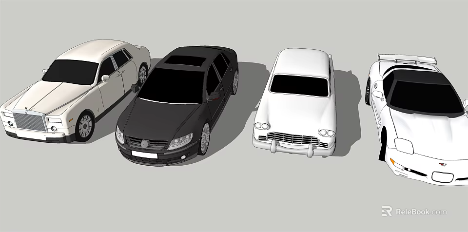 Different Car Models With SUV Sedan and Classic Styles in Various Colors 3d model 