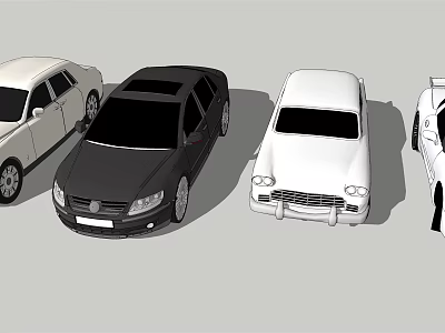 Different Car Models With SUV Sedan and Classic Styles in Various Colors 3d model