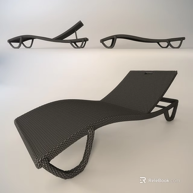 Modern Woven Lounge Chair Design With Ergonomic Frame And Black Finish 3d model 