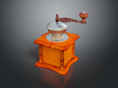 Modern Electronic Coffee Grinder With Wooden Base And Metal Grinding Components 3d model