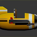 Yellow Toy Spaceship With Stripe Design Cockpit Wings And Silver Nose