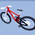 Modern Red Mountain Bike With White Frame Black Tires And Black Seat