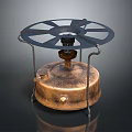 Vintage Copper Stove With Circular Burner Plate And Metal Stand Base
