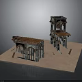 Detailed Architectural Models With Arched Windows Wooden Roofs And Multi Level Structures