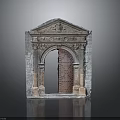 Ancient Stone Building Entrance With Arched Design And Intricate Carvings